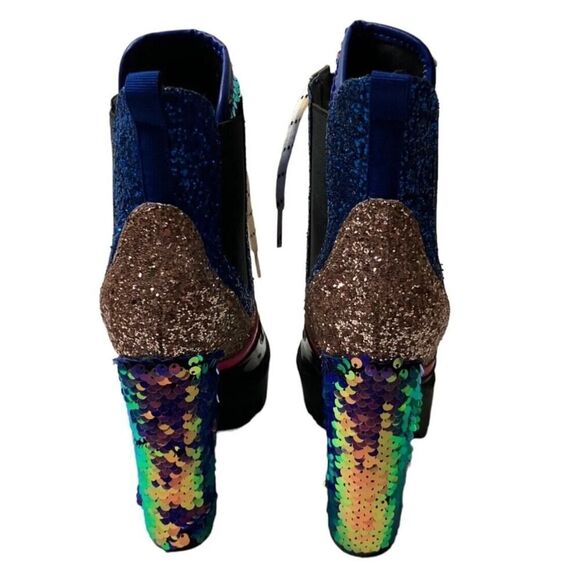 Cape Robbin Sequin Metallic Glitter Boot Heels Lace Up Rave Party Cosplay US 5.5 - Picture 10 of 11
